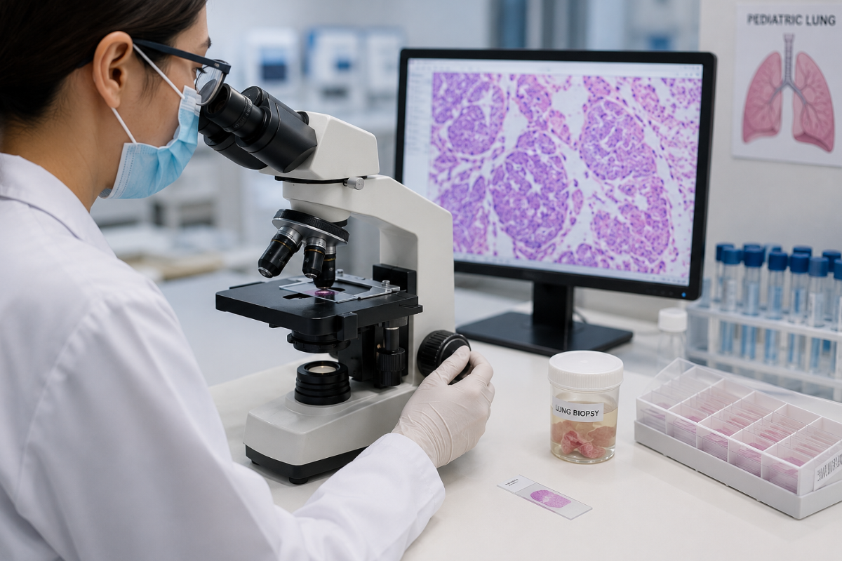 Laboratory examination of pediatric lung biopsy samples for diagnosis