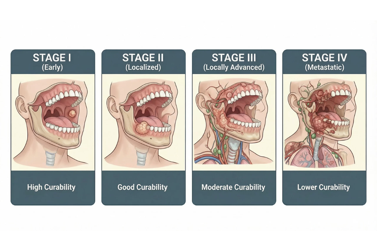 Stage 4 oral cancer progression and spread