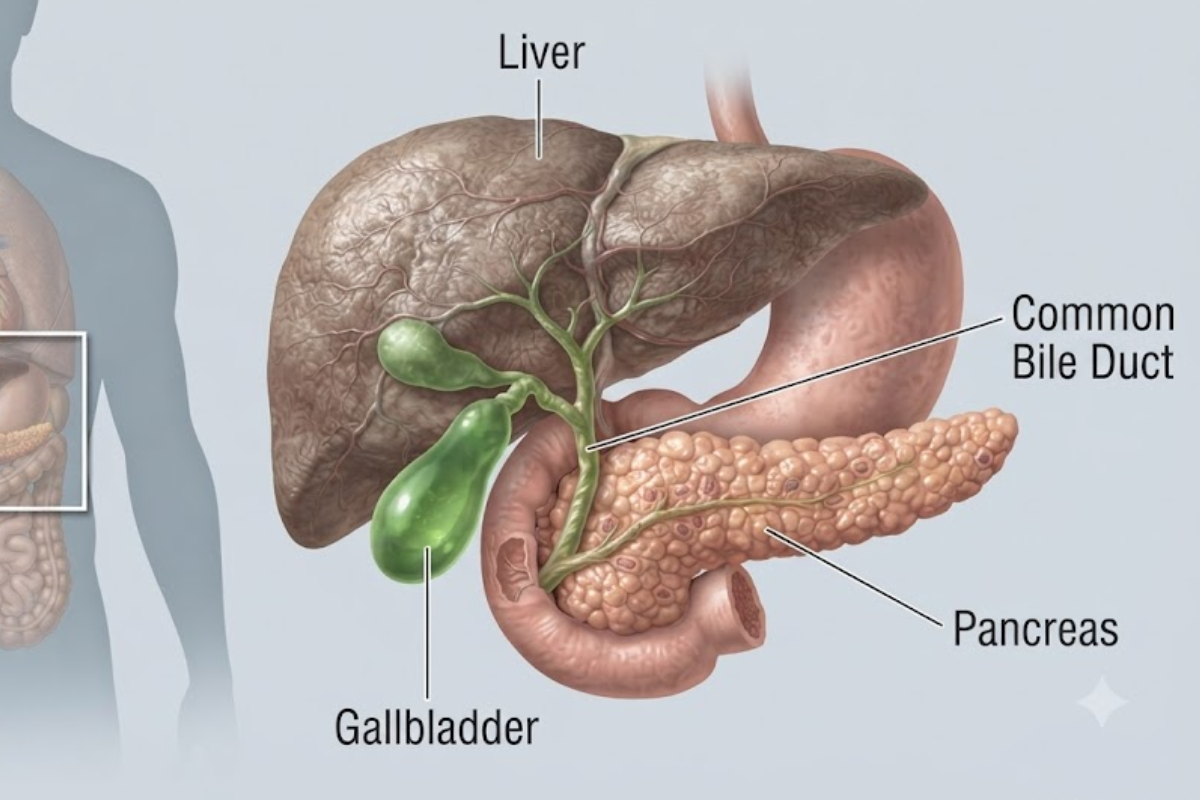 Liver anatomy showing common liver cancer locations